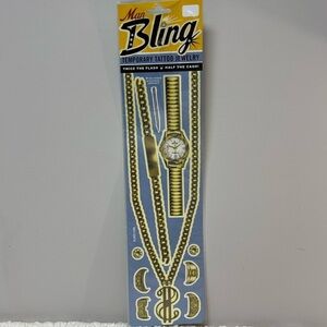 Blue Q "Man Bling" Gold Glitter Temporary Tattoo Jewelry